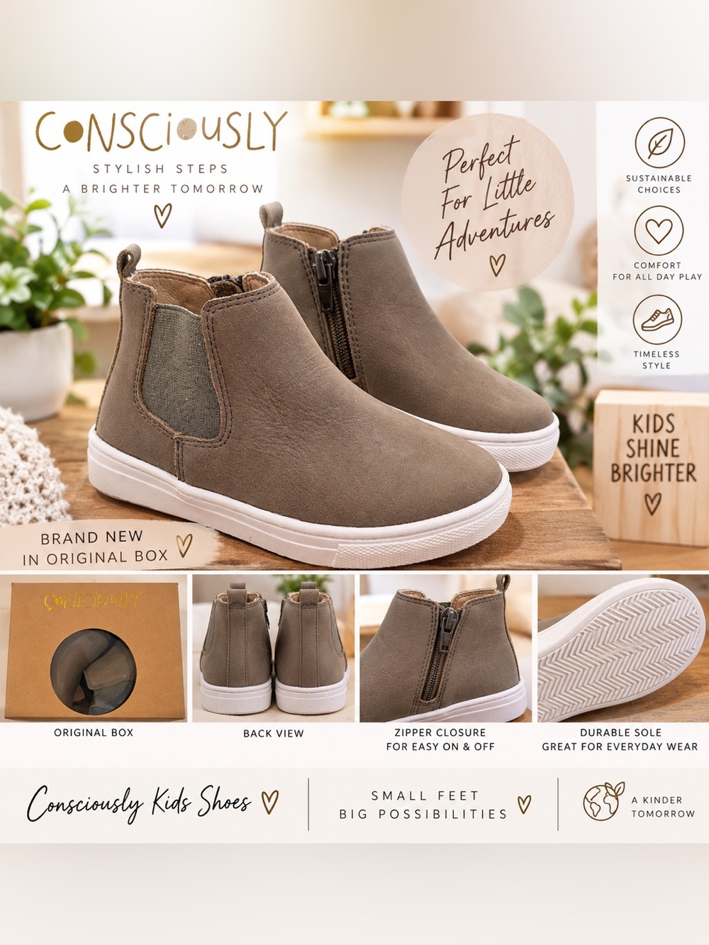 Kids Brown Slip-On Shoes